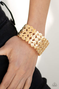 Bracelet Stretchy,Gold,Tectonic Texture Gold ✧ Bracelet