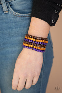 Bracelet Stretchy,Bracelet Wooden,Brown,Multi-Colored,Orange,Purple,Wooden,Tropical Tundra Purple ✧ Bracelet