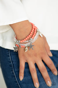 Bracelet Stretchy,Orange,Shell,Ocean Breeze Orange ✧ Bracelet