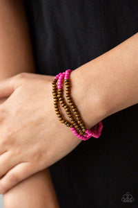 Bracelet Stretchy,Bracelet Wooden,Pink,Wooden,Woodland Wanderer Pink ✧ Bracelet