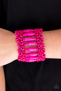 Bracelet Stretchy,Bracelet Wooden,Pink,Wooden,Barbados Beach Club Pink  ✧ Bracelet