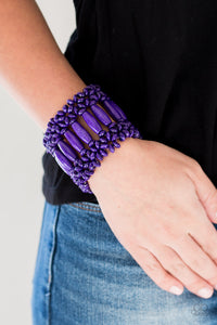 Bracelet Stretchy,Bracelet Wooden,Purple,Wooden,Barbados Beach Club Purple  ✧ Bracelet