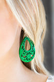 Merrily Marooned Green ✧ Wood Earrings Earrings