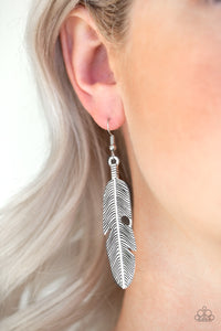 Earrings Fish Hook,Silver,Feathers QUILL Fly Silver v Earrings