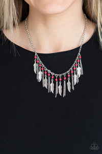 Necklace Short,Red,Feathered Ferocity Red ✨ Necklace