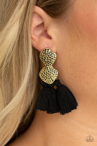 Black,Brass,Earrings Post,Tenacious Tassel Black ✧ Post Earrings