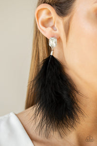 Black,Earrings Feather,Earrings Post,The SHOWGIRL Must Go On! Black ✧ Feather Post Earrings