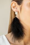 The SHOWGIRL Must Go On! Black ✧ Feather Post Earrings Post Earrings