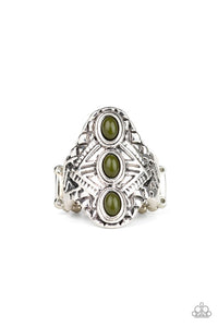Green,Ring Wide Back,Mayan Motif Green ✧ Ring
