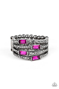 Gunmetal,Hematite,Pink,Ring Wide Back,Royal Reflections Pink ✧ Ring