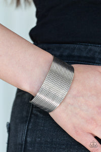 Bracelet Cuff,Silver,Texture Trailblazer Silver