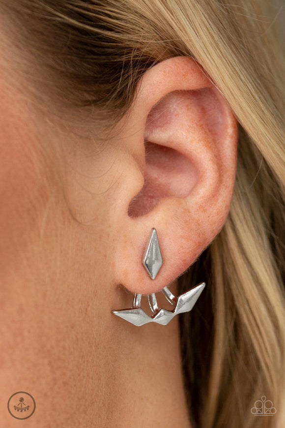 Metal Origami Silver ✧ Post Jacket Earrings Post Jacket Earrings
