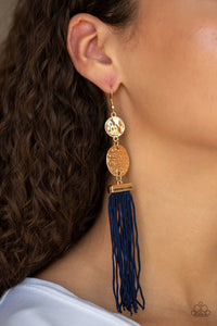 Blue,Earrings Fish Hook,Earrings Fringe,Gold,Lotus Gardens Blue ✧ Fringe Earrings