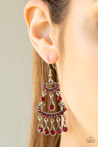 Earrings Fish Hook,Red,Chandelier Shimmer Red ✧ Earrings