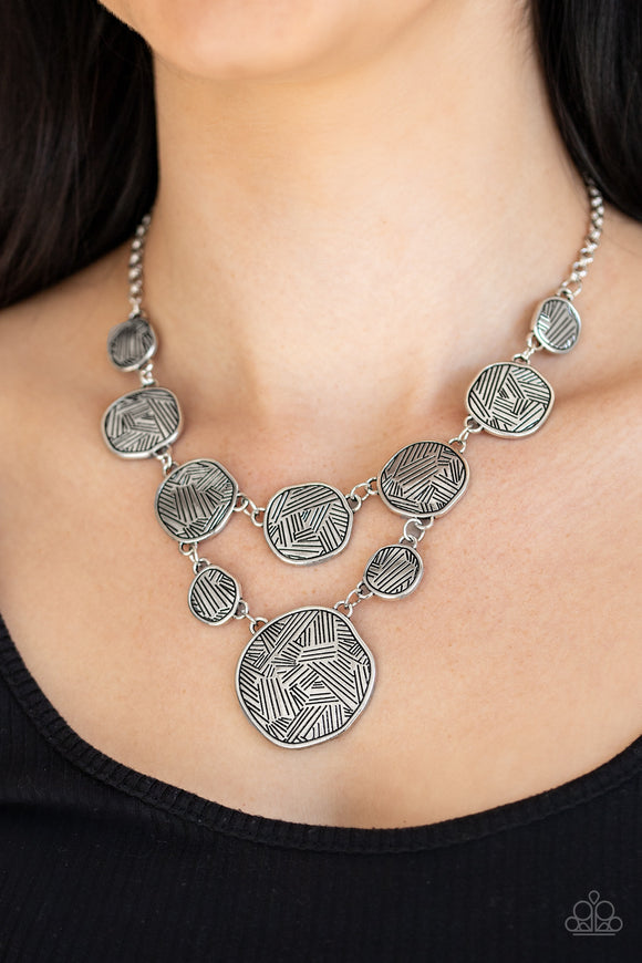 Metallic Patchwork Silver ✨ Necklace Short