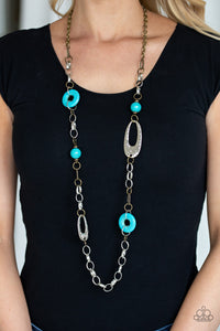 Blue,Brass,Multi-Colored,Necklace Long,Artisan Artifact Multi ✧ Necklace