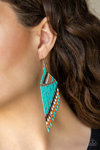 Blue,Earrings Fish Hook,Earrings Seed Bead,Multi-Colored,Bodaciously Bohemian Blue ✧ Seed Bead Earrings