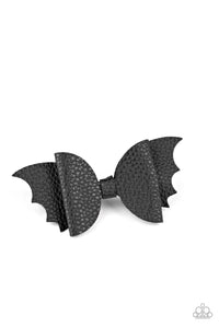 Black,Hair Bow,Leather,Drive Them Batty! Black ✧ Leather Bat Hair Bow Clip
