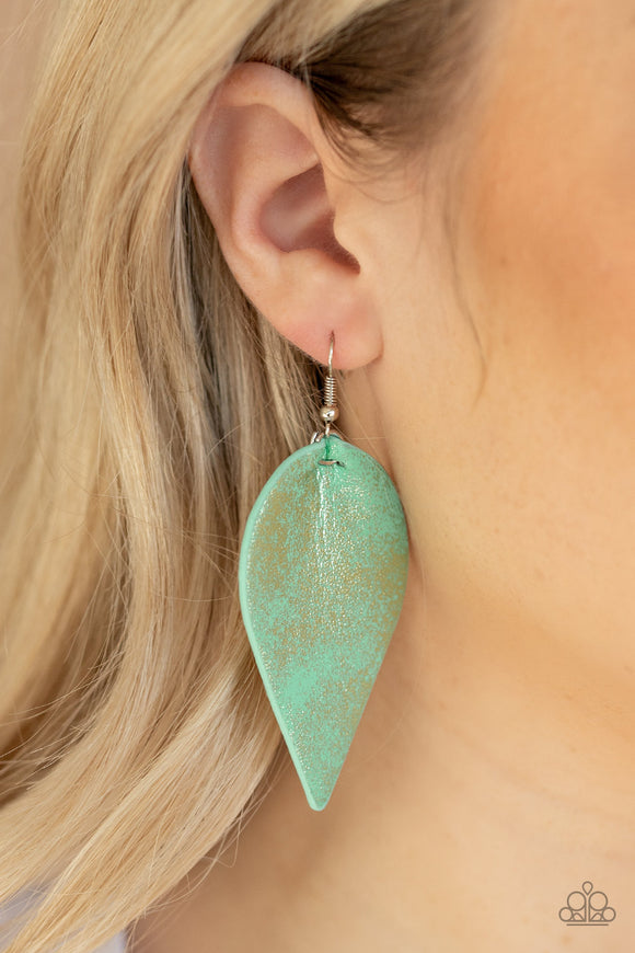 Enchanted Shimmer Green ✧ Leather Earrings Earrings
