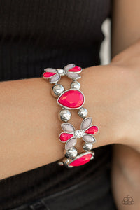 Bracelet Stretchy,Pink,Silver,Fabulously Flourishing Pink  ✧ Bracelet