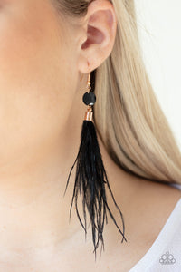 Black,Earrings Feather,Earrings Fish Hook,Gold,Feathered Flamboyance Gold ✧ Feather Earrings