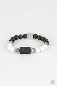 Black,Blue,Bracelet Stretchy,Lava Stone,Multi-Colored,White,Run Out The BLOCK Blue ✧ Lava Rock Bracelet