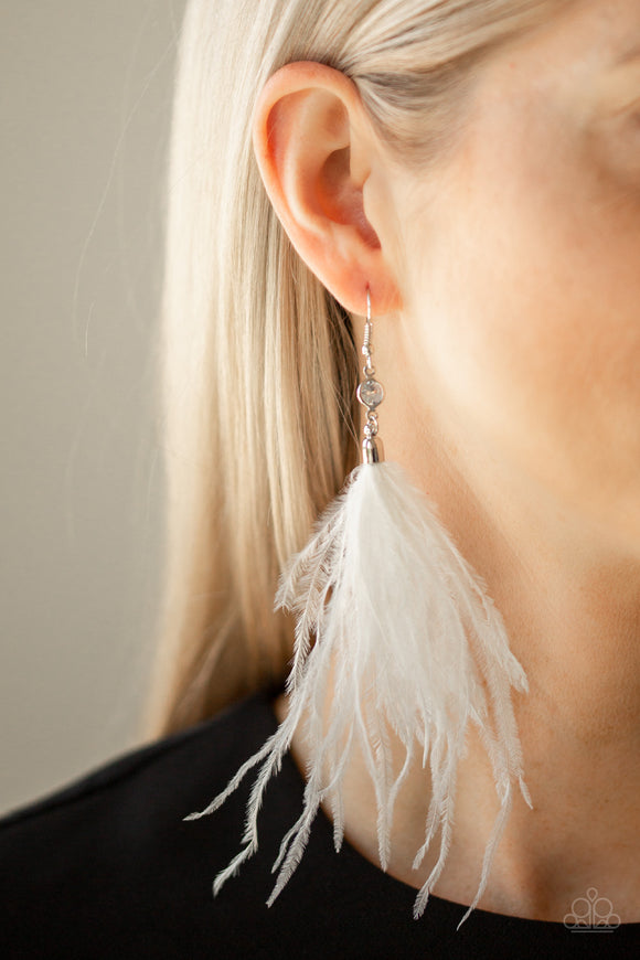 Showgirl Showcase White ✧ Feather Earrings Earrings