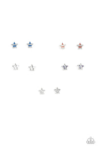 4thofJuly,Blue,Multi-Colored,Red,SS Earring,White,4th of July Star Starlet Shimmer Earrings