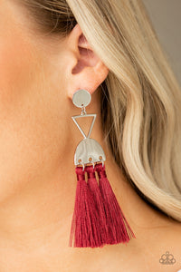 Earrings Fish Hook,Necklace Fringe,Red,Tassel Trippin Red ✧ Earrings
