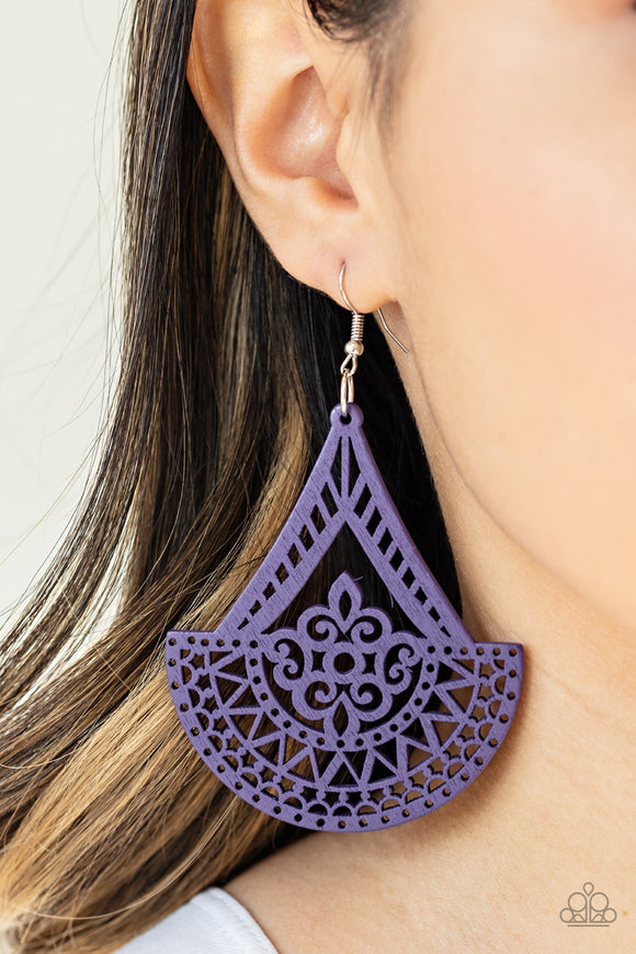 Tiki Sunrise Purple ✧ Wood Earrings Earrings