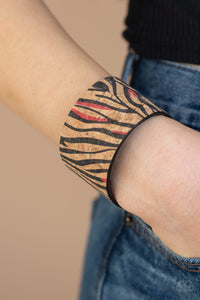Bracelet Cuff,Cork,Red,Zebra Zone Red ✧ Cork Bracelet