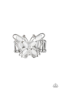 Butterfly,Ring Wide Back,White,Flutter Flair White ✧ Ring