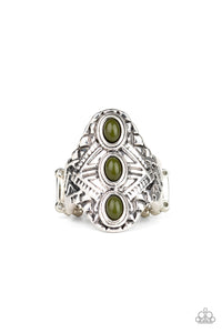 Green,Ring Wide Back,Mayan Motif Green ✧ Ring