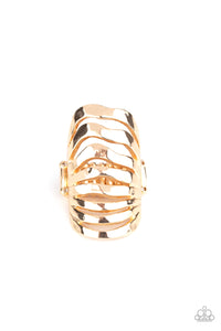 Gold,Ring Wide Back,Sound Waves Gold ✧ Ring