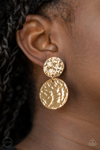 Earrings Clip-On,Gold,Relic Ripple Gold ✧ Clip-On Earrings