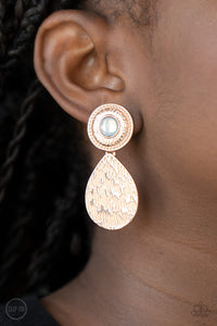 Earrings Clip-On,Rose Gold,Emblazoned Edge Rose Gold ✧ Clip-On Earrings