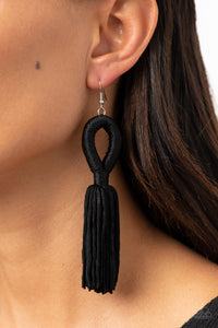 Black,Earrings Fish Hook,Earrings Fringe,Earrings Tassel,Tassels and Tiaras Black ✧ Tassel Earrings