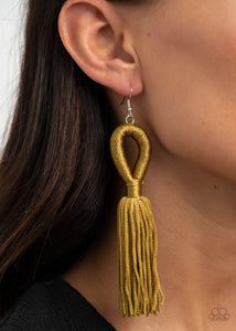Earrings Fish Hook,Earrings Fringe,Earrings Tassel,Green,Yellow,Tassels and Tiaras Green ✧ Tassel Earrings