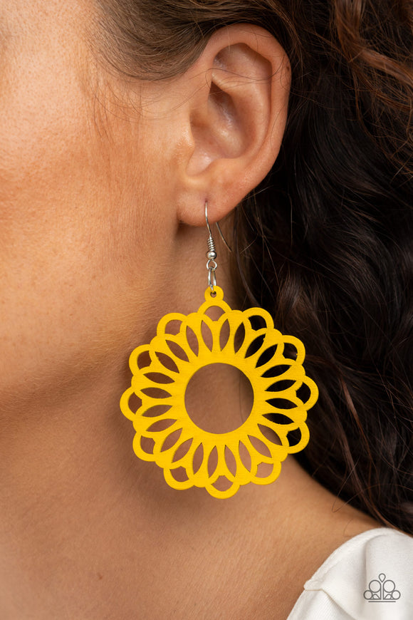 Dominican Daisy Yellow ✧ Wood Earrings Earrings
