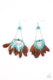 Haute Hawk Blue ✧ Feather Wood Bead Earrings Earrings