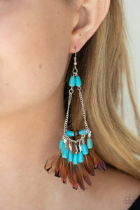 Blue,Earrings Feather,Earrings Fish Hook,Earrings Wooden,Turquoise,Wooden,Haute Hawk Blue ✧ Feather Wood Bead Earrings