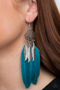 Blue,Earrings Feather,Earrings Fish Hook,In Your Wildest DREAM-CATCHERS Blue ✧ Feather Earrings
