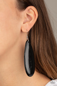 Black,Earrings Fish Hook,Earrings Wooden,Wooden,Tropical Ferry Black ✧ Wood Earrings