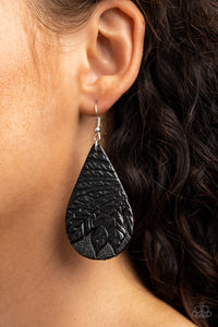 Black,Earrings Fish Hook,Earrings Leather,Leather,Everyone Remain PALM! Black ✧ Leather Earrings