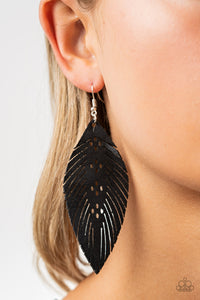 Black,Earrings Fish Hook,Earrings Leather,Leather,Wherever The Wind Takes Me Black ✧ Leather Earrings
