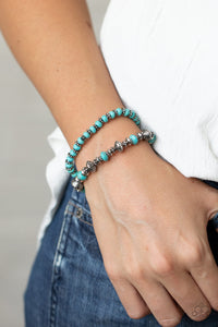 Blue,Bracelet Stretchy,Turquoise,Cactus Quest Blue  ✧ Bracelet