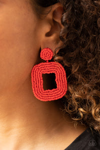 Earrings Post,Earrings Seed Bead,Red,Beaded Bella Red ✧ Seed Bead Post Earrings