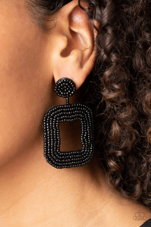 Beaded Bella Black ✧ Seed Bead Post Earrings Post Earrings