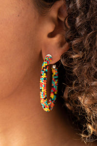 Bracelet Seed Bead,Earrings Hoop,Multi-Colored,BEAD My Lips! Multi ✧ Hoop Earrings