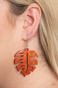 Earrings Fish Hook,Earrings Wooden,Orange,Wooden,Shake Your PALMS PALMS Orange ✧ Wood Earrings